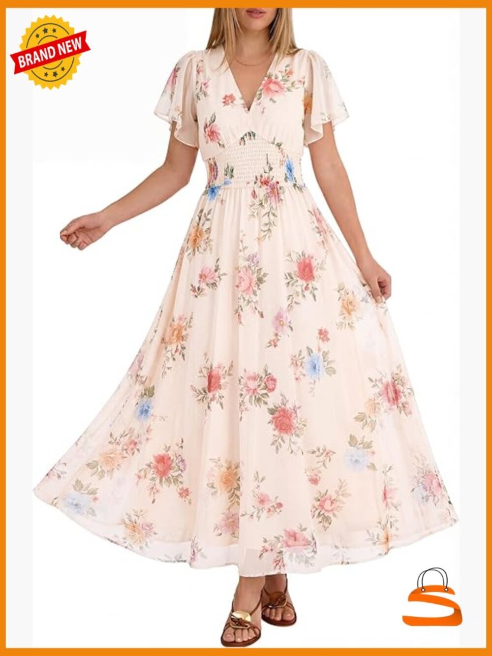 Women's Maxi Dress Short Sleeve Flowy Boho Tulle Beach Vacation Casual